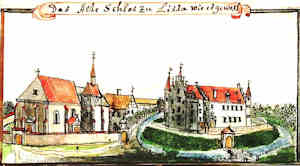Das alte Schlos zu Lisse wie es gewest - Pałac, widok ogólny wg. dawnego widoku